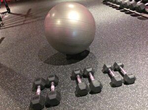 image of dumbbells and a stability ball