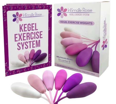Intimate Rose Kegel Exercise Weights - Doctor Recommended Pelvic Floor Exercises - Set of 6 Premium Silicone Kegel Balls & Control with Training Kit for Women_ Beginners & Advanced