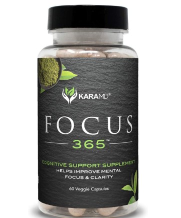 KaraMD Focus 365 _ Doctor Formulated Natural & Non-GMO Enhanced Brain Support, Cognition & Memory Supplement for Men & Women _ Natural Focus Supplement for Adults, 30 Servings