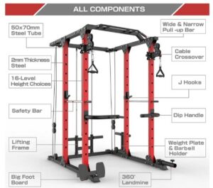 The Best 5 Weight Rack Cage For Home Gym MAJOR LUTIE Power Cage, 1400 lbs Capacity Power Rack Commercial Multi-Function Weight Cage with Adjustable Cable Crossover System and Landmine, Garage & Home Gym (1)