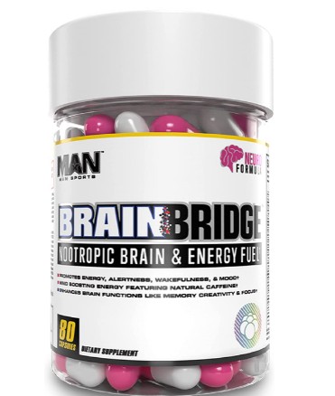 What's the Best Brain Booster For Men On Amazon-Man Sports Brainbridge Capsules - Nootropic Brain & Energy Supplement for Improved Focus and Productivity - 80 Capsules