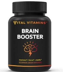 What's The Best Brain Booster Supplement For Adult-VITAL VITAMINS Brain Supplement Nootropics Booster - Enhance Focus & Mind, Boost Concentration, Improve Memory & Clarity for Men Women, Ginkgo Biloba,Dmae,Iq Neuro Energy, Vitamin B12 Bacopa Monnieri