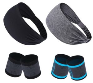 2pcs Sports Headband and 4pcs Wrist Sweat Bands for Men Women, Elastic Workout Headbands for Running Cycling Sports Fitness Exercise