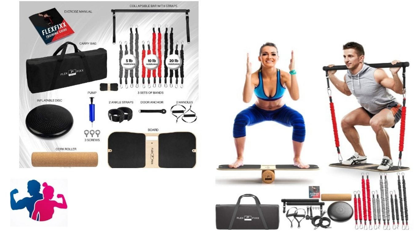 FlexFixx Portable Home Gym Workout Kit review FlexFixx Portable Home Gym Workout Kit - Fitness Balance Board & Full Body Workout Resistance Band Set Strength Training Equipment - Compact Gym Equipment for Home Travel & Outdoor Fitness