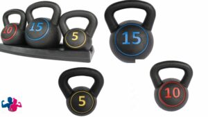 KLB Sport 3-Piece Vinyl Coated Kettlebell Weights Set with Tray for Cross Training, MMA Training, Home Exercise, Fitness Workout