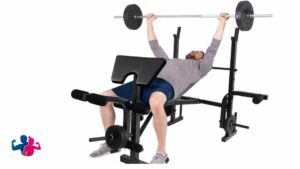 Bamboo Store Adjustable Weight Lift Bench Rack Set Fitness Barbell Dumbbell Workout Adjusting Height Home Gyms
