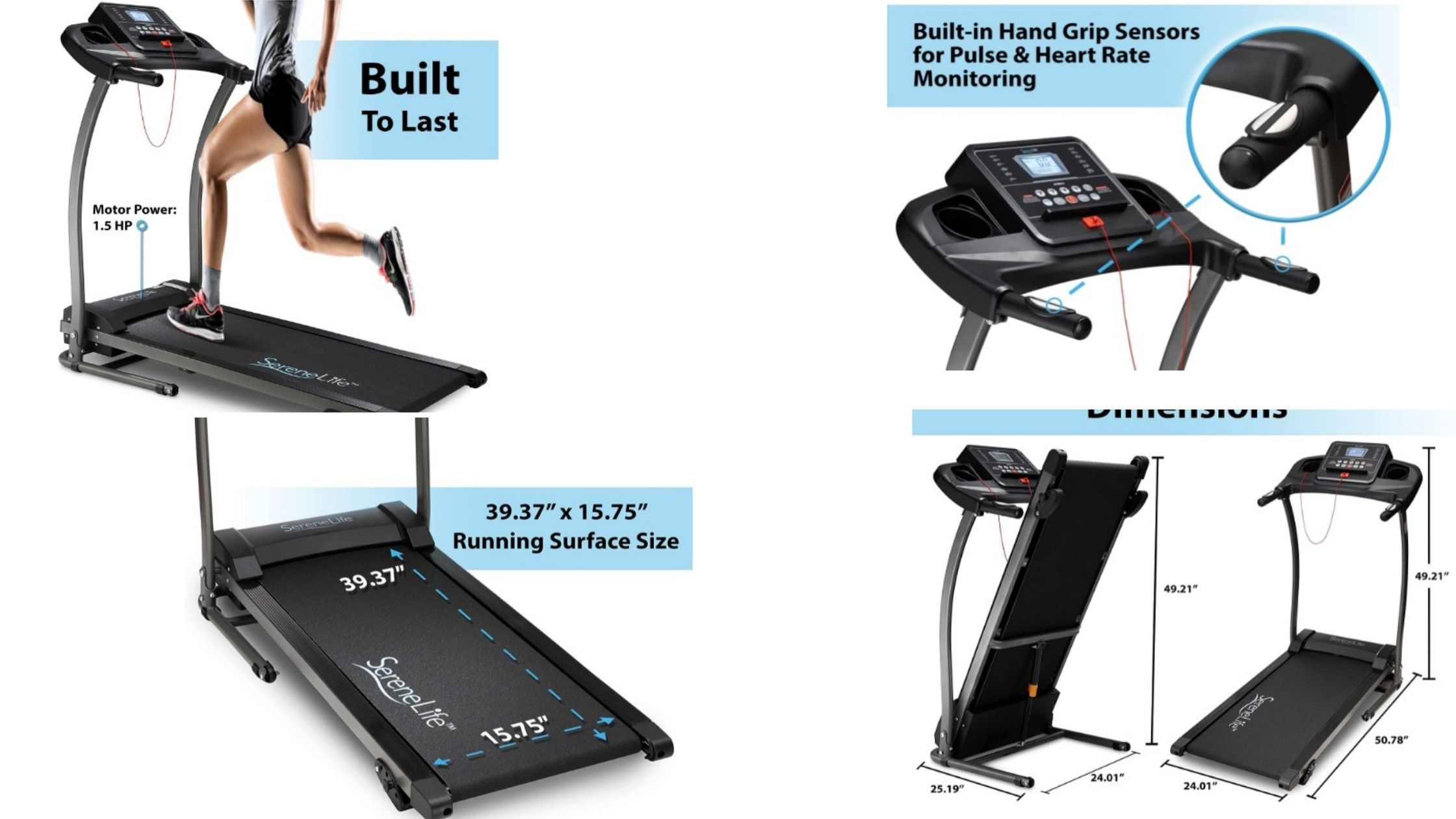 SereneLife Folding Treadmill