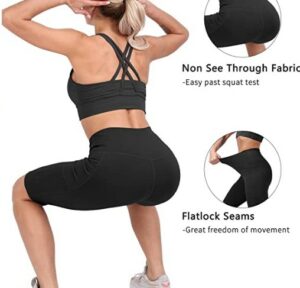 CHRLEISURE 3 Pack Biker Shorts for Women High Waist with Pockets - Spandex Yoga Tummy Control Shorts